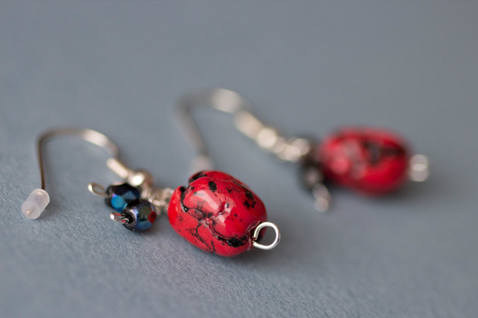 Boucles d'oreilles Petits cailloux - version rouge