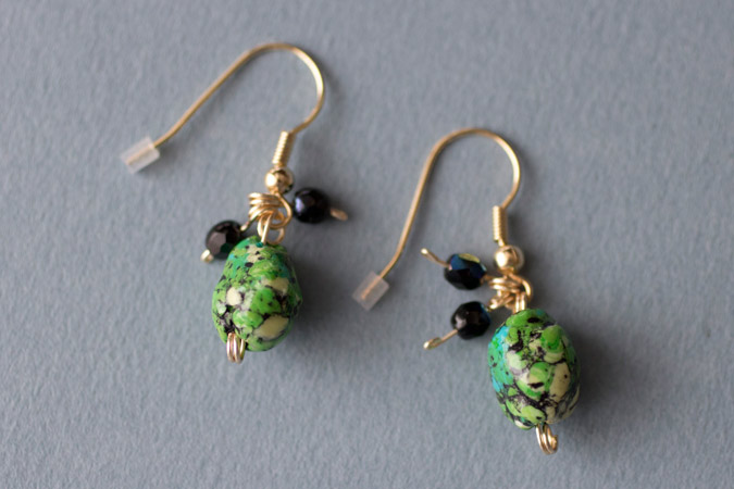 Boucles d'oreilles Petits cailloux - version verte