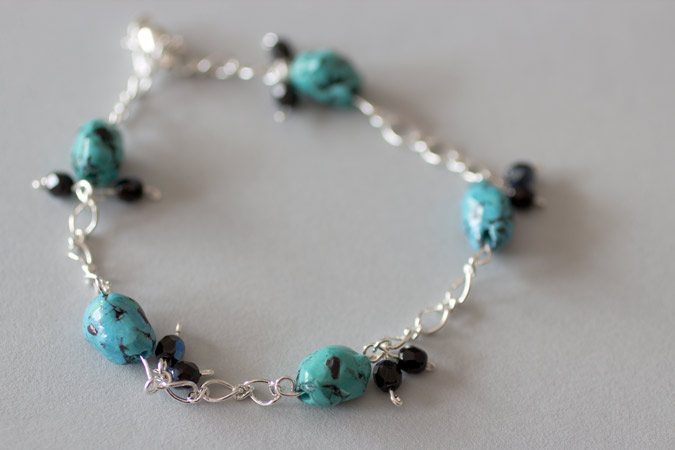Bracelet Petits cailloux - version turquoise