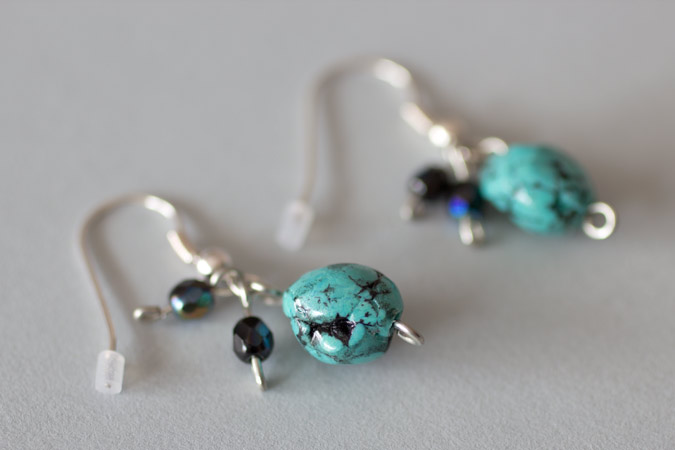 Boucles d'oreilles Petits cailloux - version turquoise